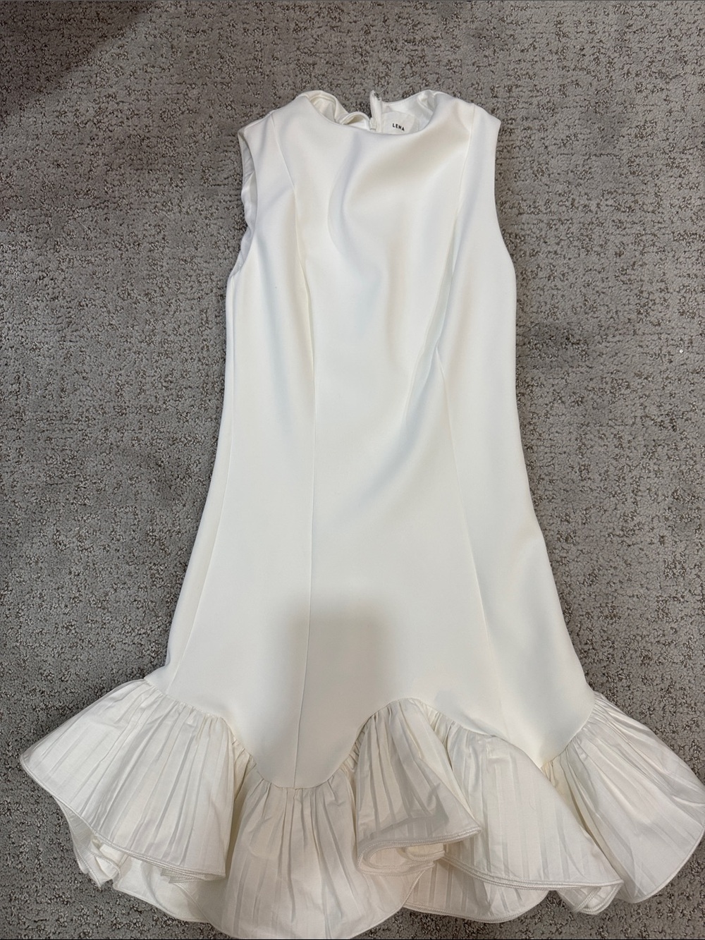 Lena Elegant White Sleeveless Ruffle-Hem Dress